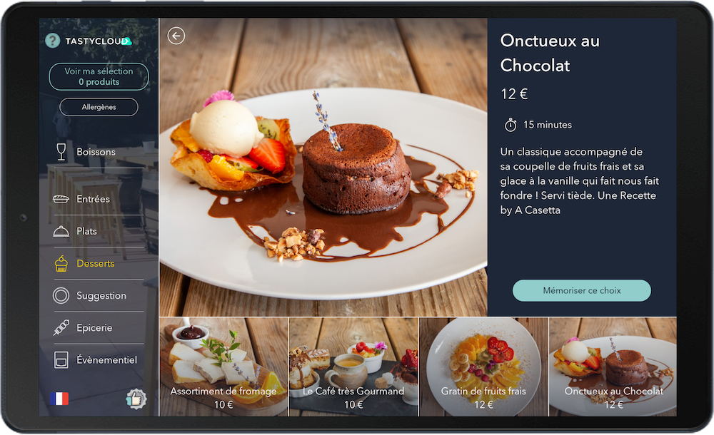 menu digital sur tablette restaurant