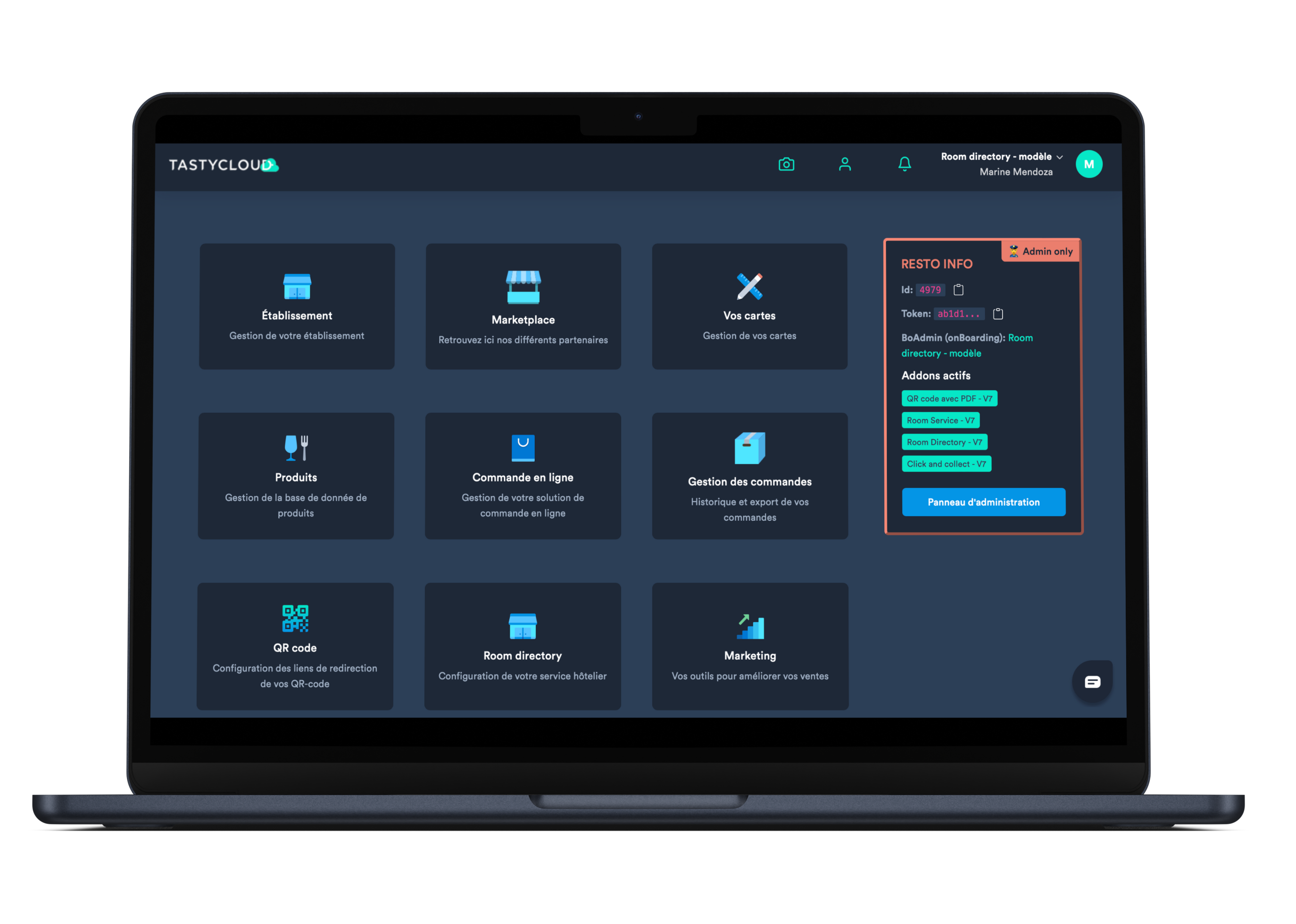 Suivez votre historique depuis l'interface du Room Directory digital de TastyCloud