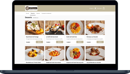 Mettez en avant votre carte de desserts de fête pour votre vente en ligne.